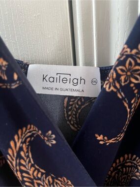 Kaileigh Navy Blue Jumpsuit with Orange Paisley Print